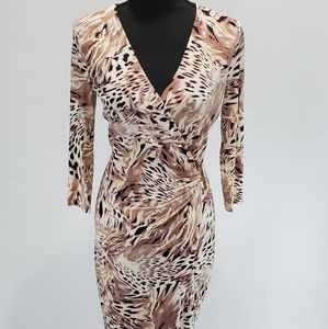 Jennifer Lopez Pink Marble Wrap Dress with Clasp